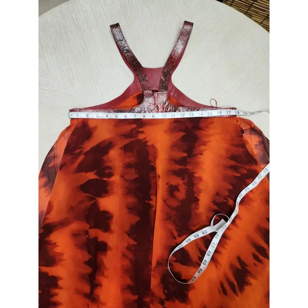 Michael Kors Runway Silk Chiffon Red Snakeskin Strap Harness dress Gown Size 12